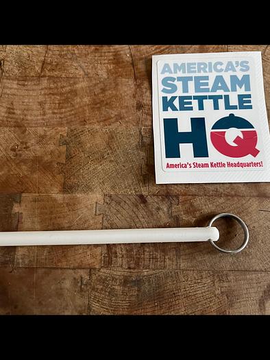 Steam kettle scraper poly support rods, Amerirod, w/ Stainless Steel " pull ring", new 2024 - Image 2