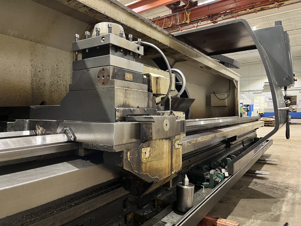Vanguard #CAK80485D, 2-Axis flat bed CNC lathe, Fanuc Oi Mate, 4-jaw 25" chuck, 32" swing, 191" centers, 4.1" - Image 5
