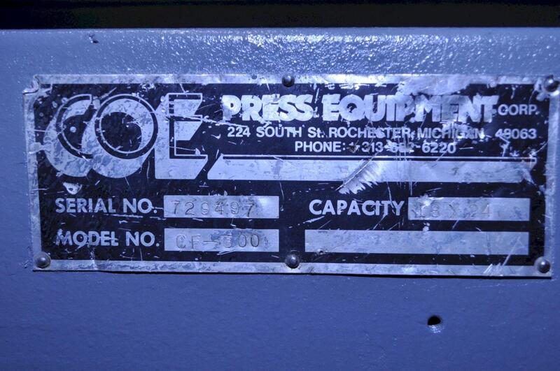 18" x .25" Coe Press Equipment #CF-500, air feeder straightener, 24" stroke, 5-roll straightener, adj height - Image 10