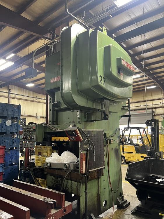 150 Ton, Bliss, OBI press, 8" stroke, 22" Shut Height, 4.5"adj., 40-80 SPM, 50" x30"bed, air clutch & brake - Image 1