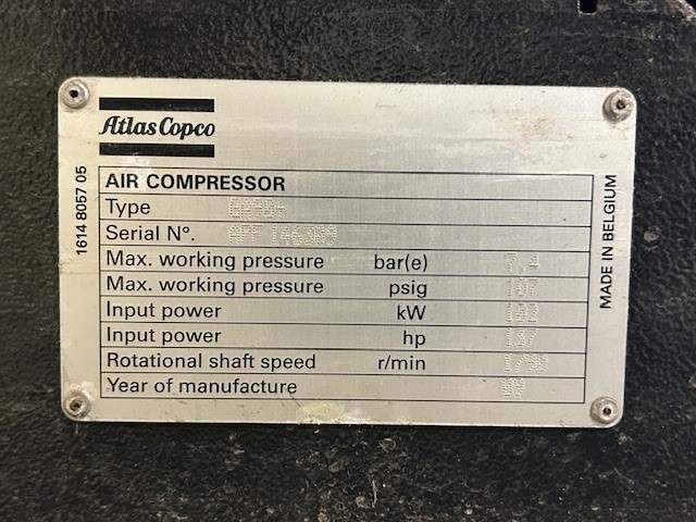 642 cfm, Atlas Copco #GA90+ compressor, 125 HP - Image 5