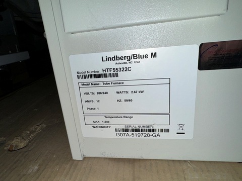 Lindberg / Blue M HTF55322C, split hinge tube furnace, 1200&deg;C, 12" heating zone, 2015 - Image 6