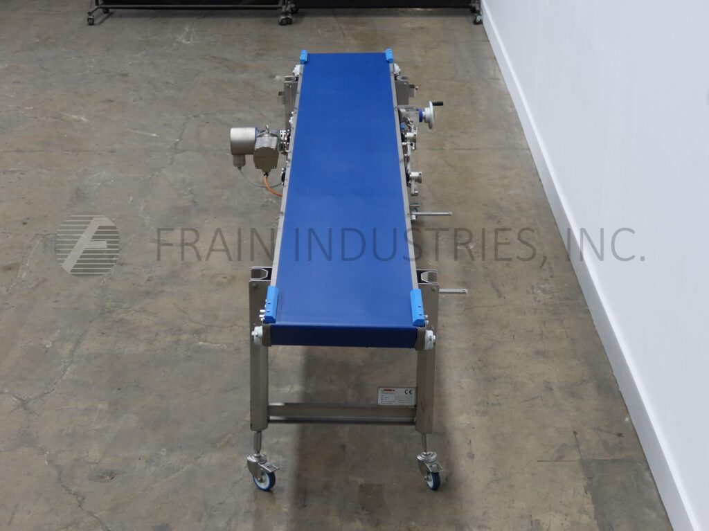 19-1/2" wide x 13.3' long, Alimec, Stainless Steel belt conveyor, mounted on locking casters - Image 4