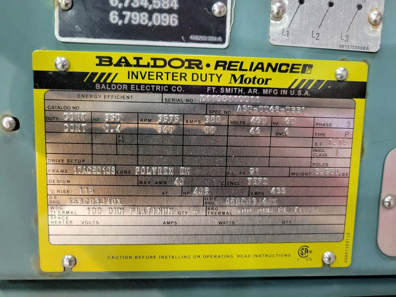 350 HP 3575 RPM Baldor 65BC03J40X, Frame 17AG5010S, heavy duty, inverter duty, 460 Volts - Image 2