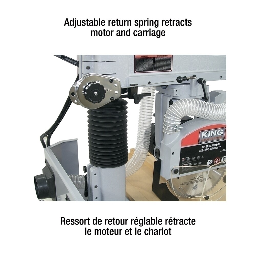 King Canada #KC-12RAS, 12' ' Radial Arm Saw, 12" blade diameter, 5/8" blade arbor, 2 HP, new - Image 4