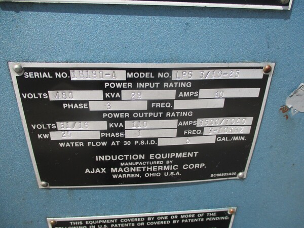Ajax Magnethermic #LPS-3/10-25, heat induction furnace / annealer - Image 6