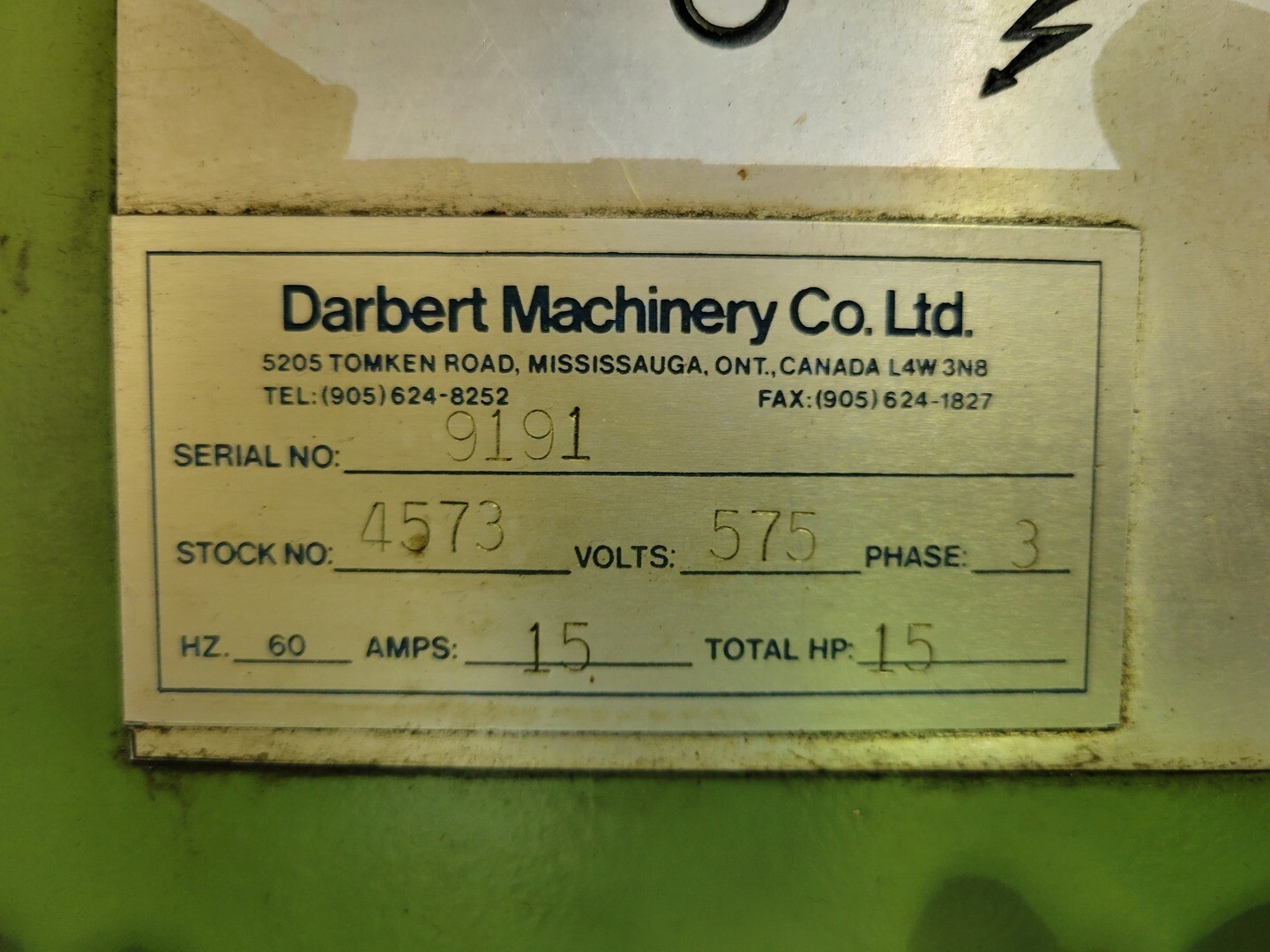 Darbert Machinery #4573, Milling Machine, 12" x52" table, 15 HP - Image 2