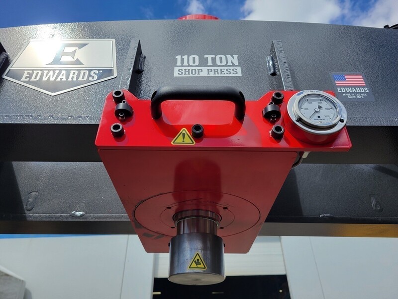 110 Ton, Edwards, shop press, 12.25" stroke, 4" cylinder, 37-7/16" x 48" bed, 2022 - Image 8