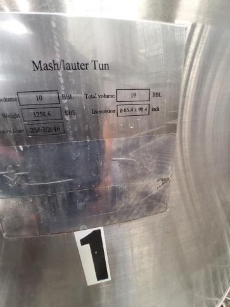 O' neills 10-19 BBL Stainless Steel Brewing Tank, 65.4" x 90.4" Dimensions, 2016 - Image 4