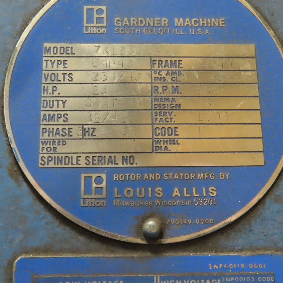 Gardner #2V-36M, 36" double disc vertical spring grinder, 25 HP 230 V. 3 phase 585 RPM - Image 3