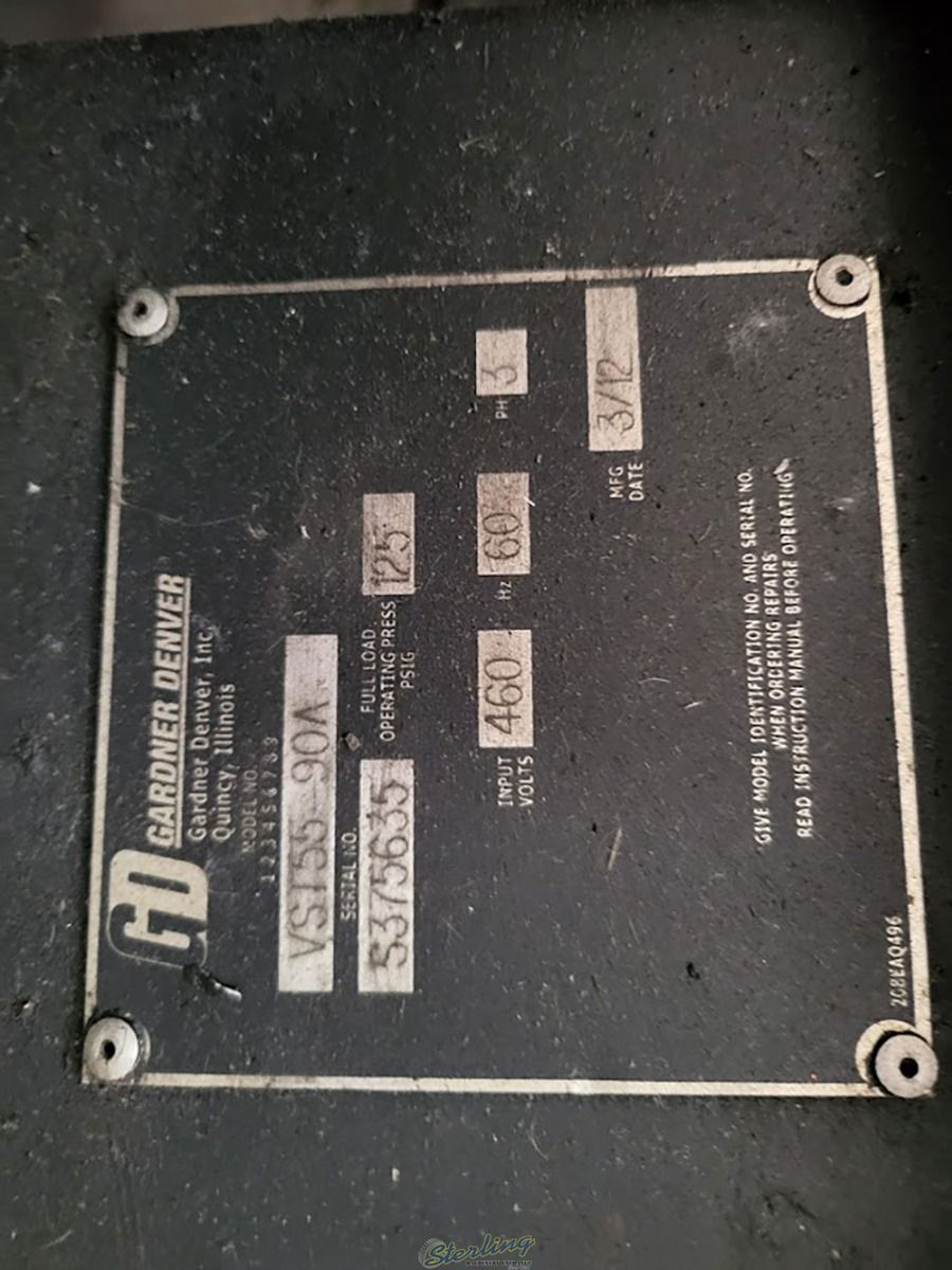 125 psi, Gardner Denver #VST55-90A, air compressor, 100 HP, 460 V., 3-phase, sound attenuated enclosure - Image 10