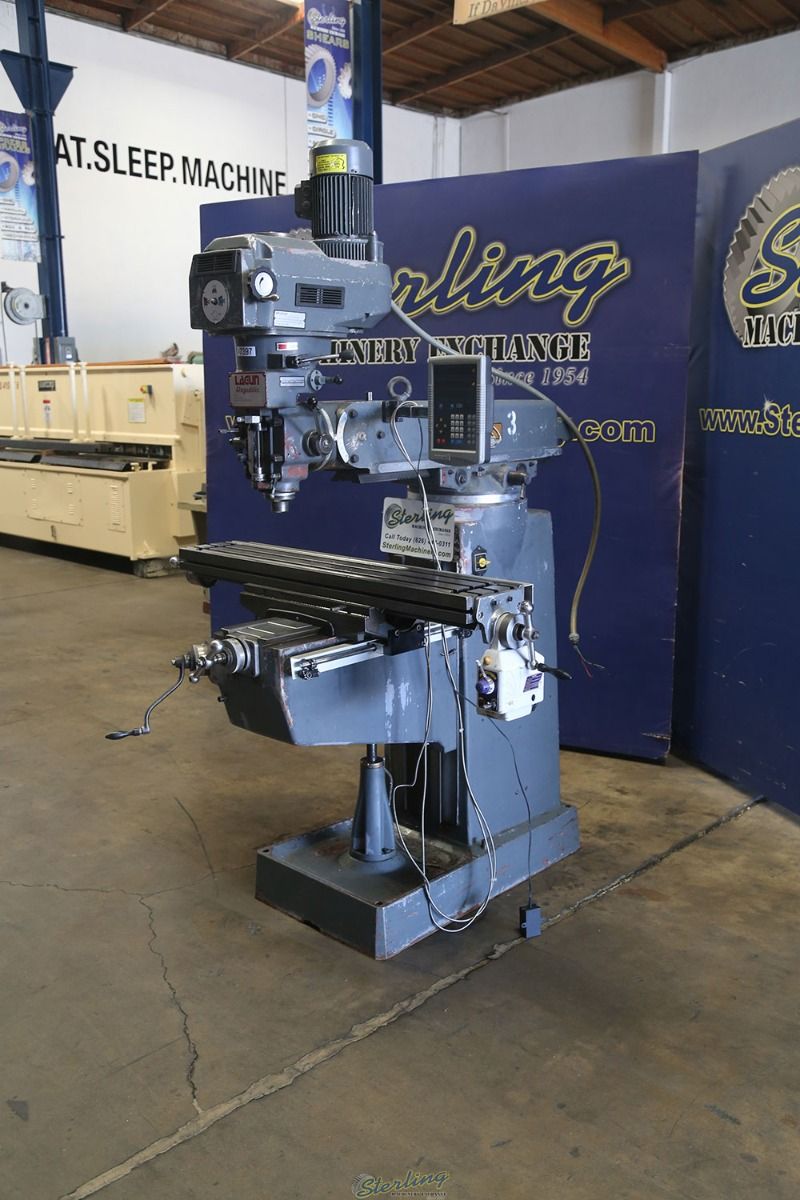 Lagun #FTV-2, heavy duty vertical mill, 9" x48" tbl., 33" X, 16" Y, 16" Z, 55-4250 RPM, R-8, variable speed - Image 2