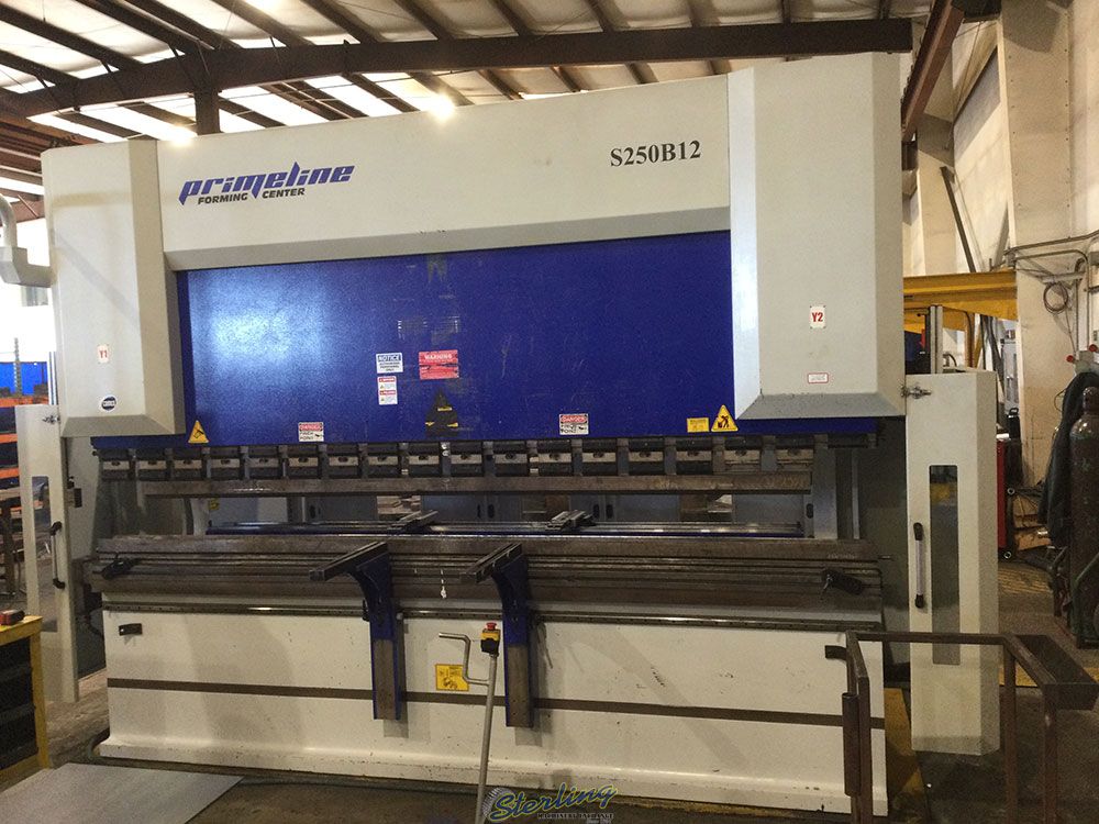 250 Ton, Primeline #S250B12, CNC hydraulic press brake, 12' overall, 126.03" between housing, 10.24" stroke - Image 1