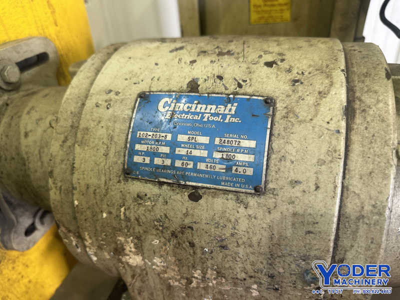 14" Cincinnati #SPL, double end pedestal grinder, 2" wheel, work rest, water tray, 3 HP - Image 4