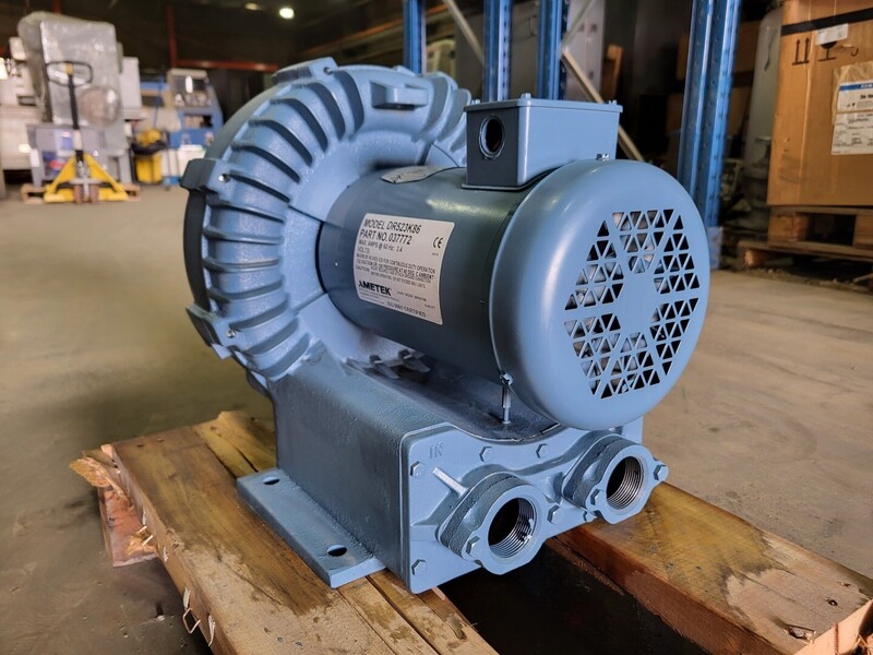 84 scfm, Ametek #DR523K86, Regenerative Blower, Centrifugal, 3 HP, 3450 RPM, 375 V. - Image 1