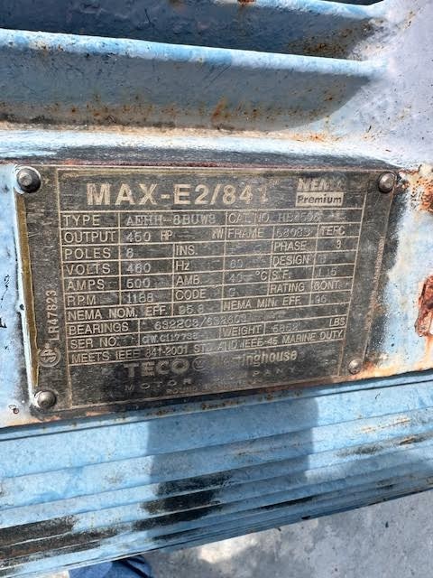 450 HP 1188 RPM Teco, Frame 5808B, TEFC, 460 Volts (3 available) - Image 4