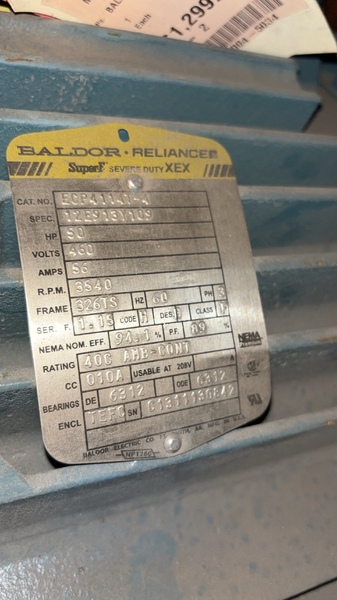 50 HP 3540 RPM Baldor, Frame 326TS, TEFC, 1.15 service factor - Image 2