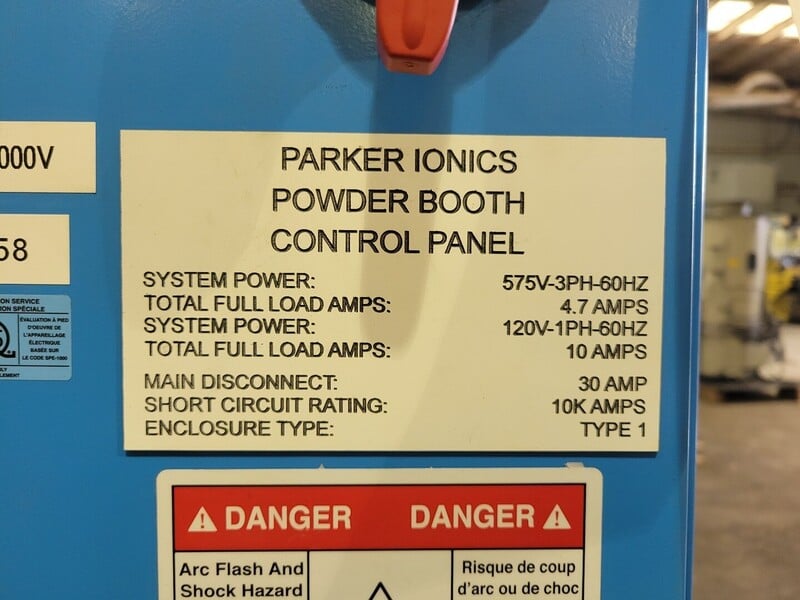 6-Gun Powder Coat Spray System, Parker Ionics #Q_Flo 2000V, (2) Powder Pots, (6) Panels, 120/575 V, 2018 - Image 8