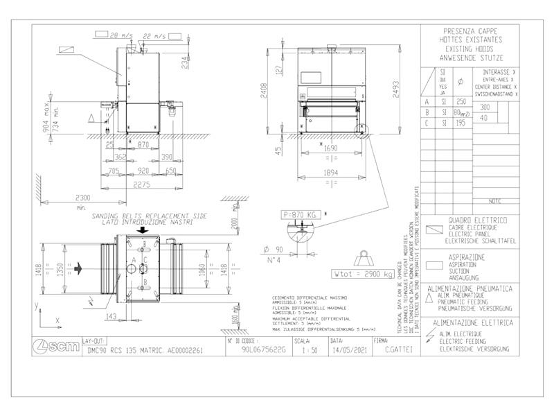 54" x 103" SCM, #DMC-SD90-RRCS, abrasive belt, 2 head, 11-60 FPM, 2021 - Image 6