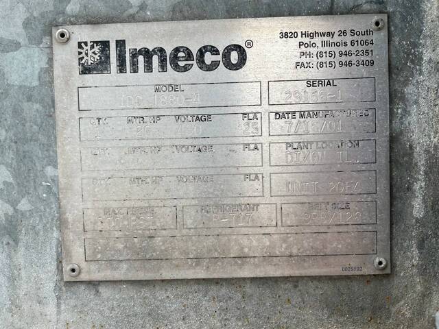 470 Ton, Imeco #IDC-1880-4, evaporative condenser, 20 HP motor, 2001 - Image 9