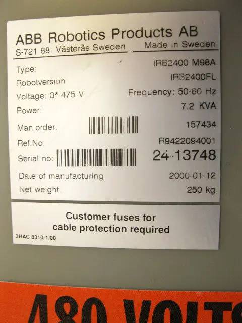 ABB Robotics, IRB 2400FL, industrial robotic arm package, IRB2400 M98A controller - Image 9