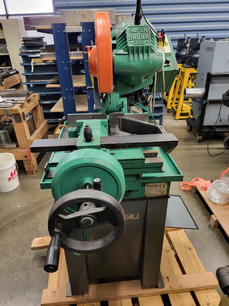 14" Pedrazzoli Super Brown #350/60MP, manual circular cold saw, pneumatic vise - Image 2
