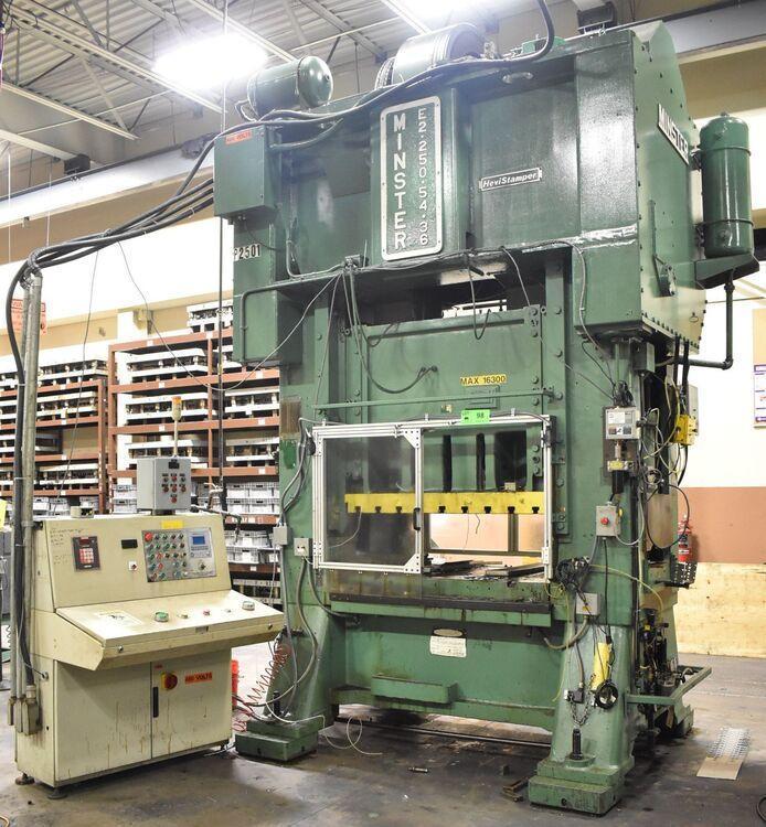 250 Ton, Minster Hevistamper #E2-250-54-36, straight side double crank, 6" stroke, 21" Shut Height, 6" adj. - Image 1