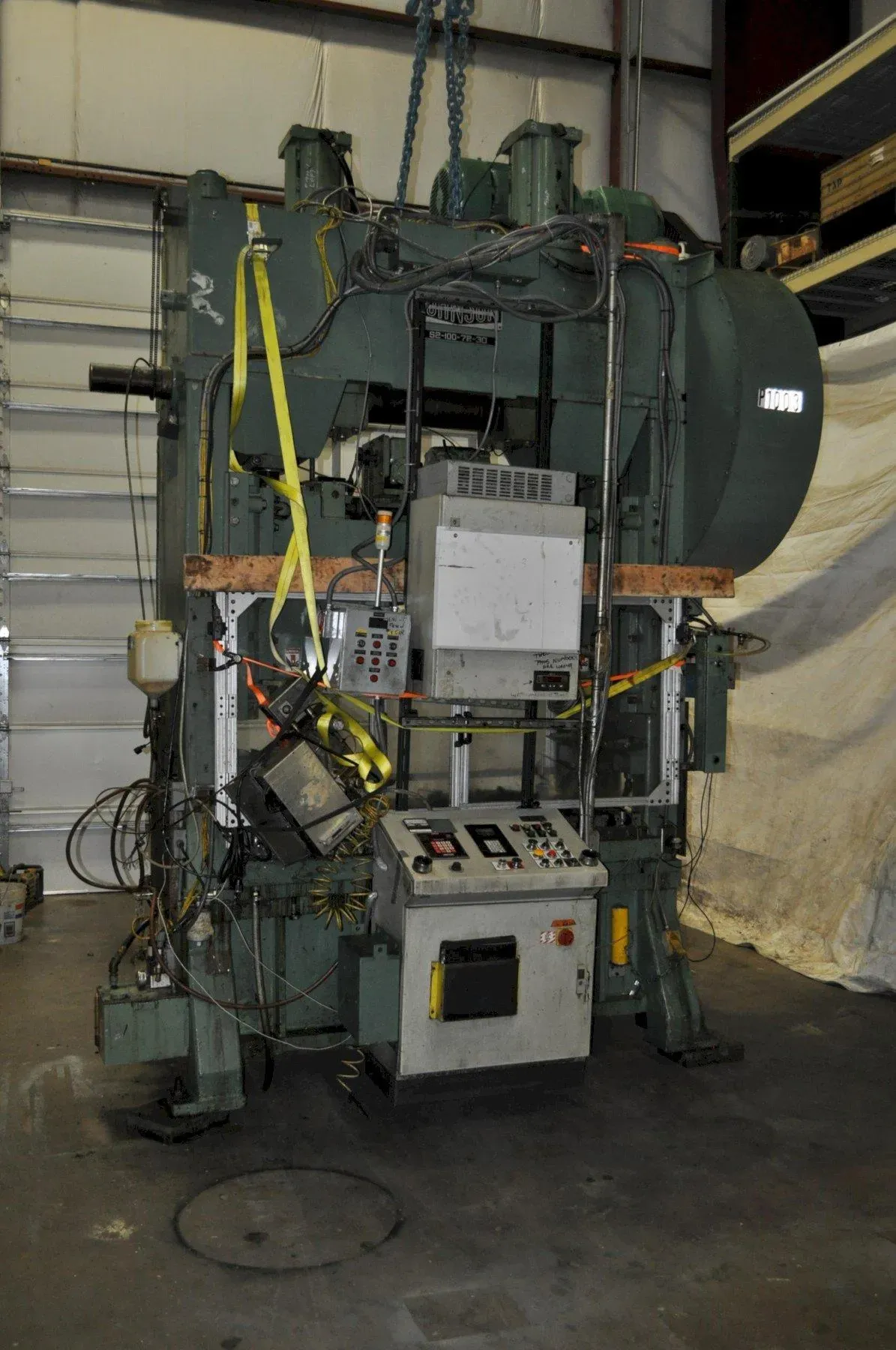 100 Ton, Johnson, straight side double crank press, 72" x 30" bed, air clutch & brake, palm buttons, #14306J - Image 6