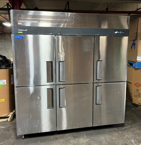 TurboAir #M3R72-6-N M3 Series, 78" solid half door reach in refrigerator, 65.6 cu.ft., 6 doors, Silver - Image 1