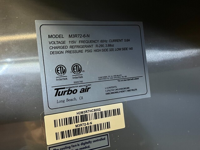 TurboAir #M3R72-6-N M3 Series, 78" solid half door reach in refrigerator, 65.6 cu.ft., 6 doors, Silver - Image 6