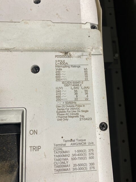 800 Amp. Eaton, PRL4, PDG43G0800FNNN, panelboard, 3R enclosure, 277/480 Volts, 3 phase - Image 5