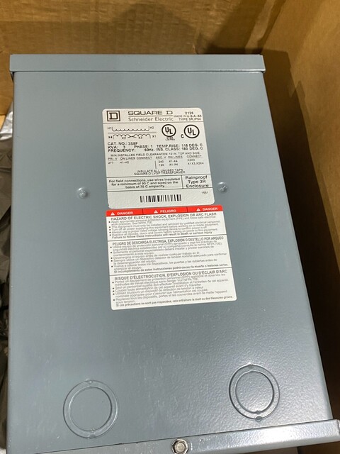3 KVA 277 Primary, 120/240 Secondary, Square D #3S8F, 10 amps., 1-phase, NEMA 3R - Image 3