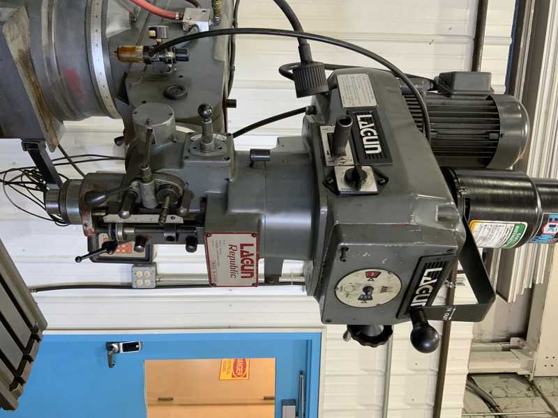 Lagun #FTV-2, ram type vertical mill, 10" x50" table, 3 HP, Mini Wizard 2-Axis digital read out, power draw - Image 4