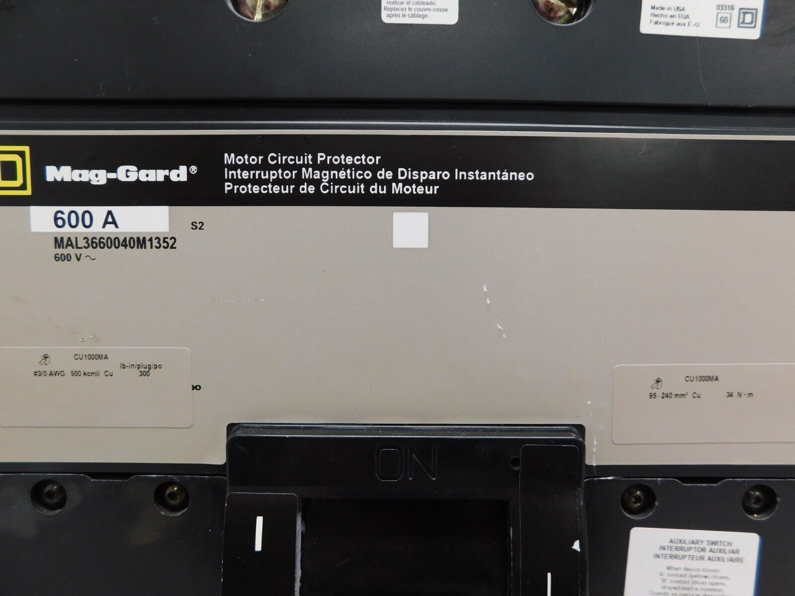 600 Amps, Square D, MAL3660040M1352, 600 Volts - Image 2