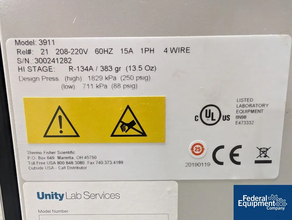 31" width x 26" D x 24" H Thermo Scientific #3911 Forma Enviromental Chamber, 11 cu ft, Stainless Steel - Image 2