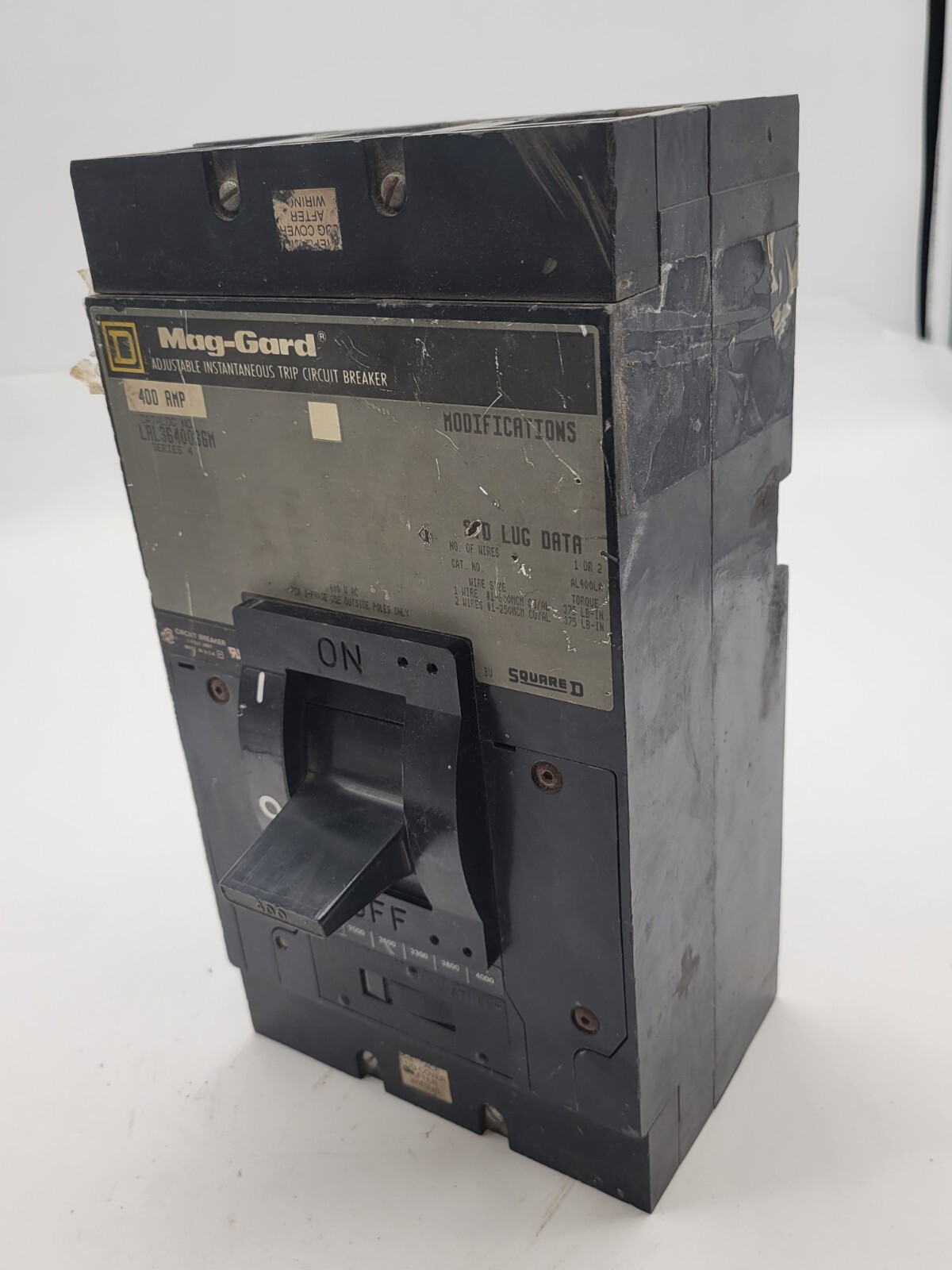 400 Amps, Square D, LAL3640036M, Unit Mount Circuit Breaker, 3 Pole, 3 phase, 600 Volts - Image 1