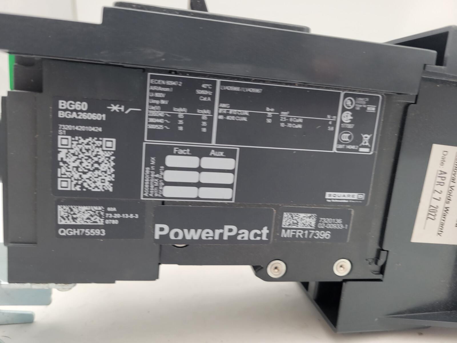 60 Amps, Square D, BGA260601, I-Line Circuit Breaker, 2 Pole, 600 Volts - Image 5