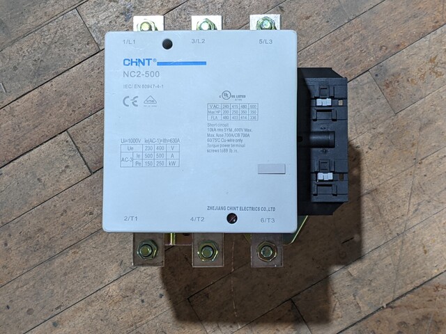 700 Amp. Chint, NC2-500, Contactor, 3 Pole, 350 HP, 120 V Coil, 600 V - Image 3