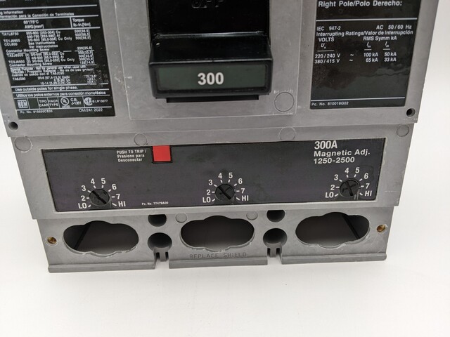 300 Amps, Siemens, HJXD63B300, Circuit Breaker, 3 Pole, 600 V, Bolt On - Image 5