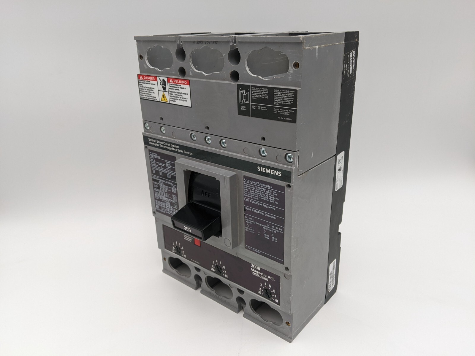 300 Amps, Siemens, HJXD63B300, Circuit Breaker, 3 Pole, 600 V, Bolt On - Image 6