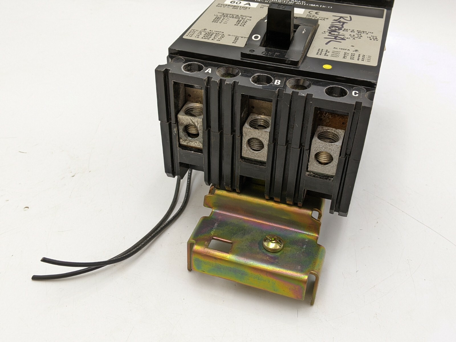 60 Amps, Square D, FH360601021, I-Line Circuit Breaker, 3 Pole, 600 V, Type FA, Shunt Trip - Image 4