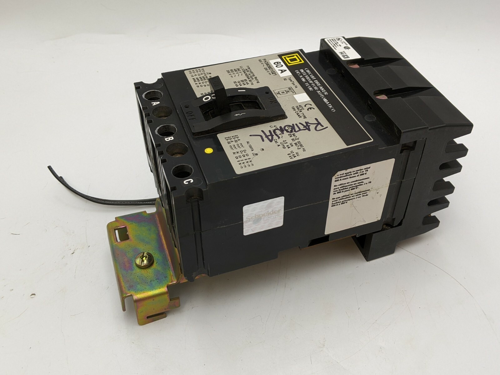 60 Amps, Square D, FH360601021, I-Line Circuit Breaker, 3 Pole, 600 V, Type FA, Shunt Trip - Image 5
