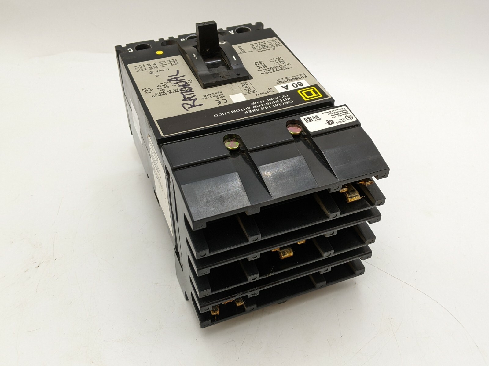 60 Amps, Square D, FH360601021, I-Line Circuit Breaker, 3 Pole, 600 V, Type FA, Shunt Trip - Image 6