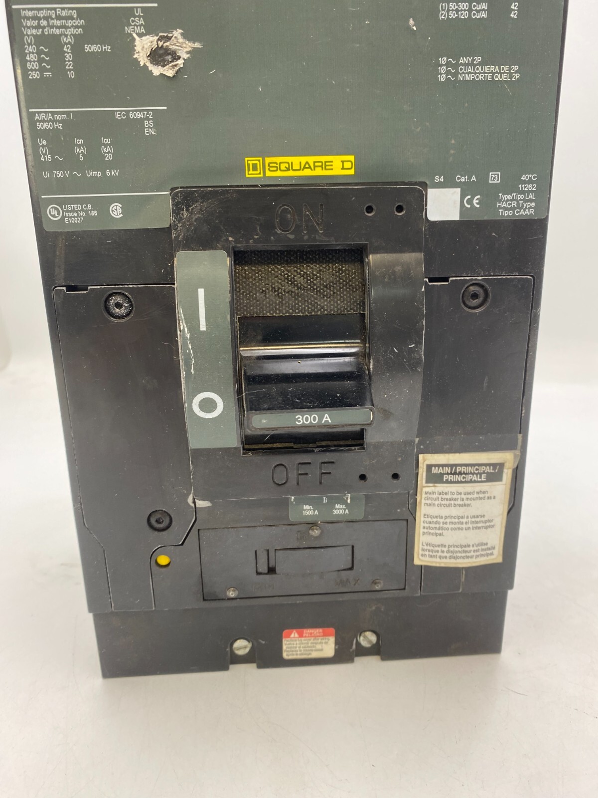300 Amps, Square D, LAP36300MB, Bolt-On Circuit Breaker, 600 V, 3 Pole, 3 phase - Image 4