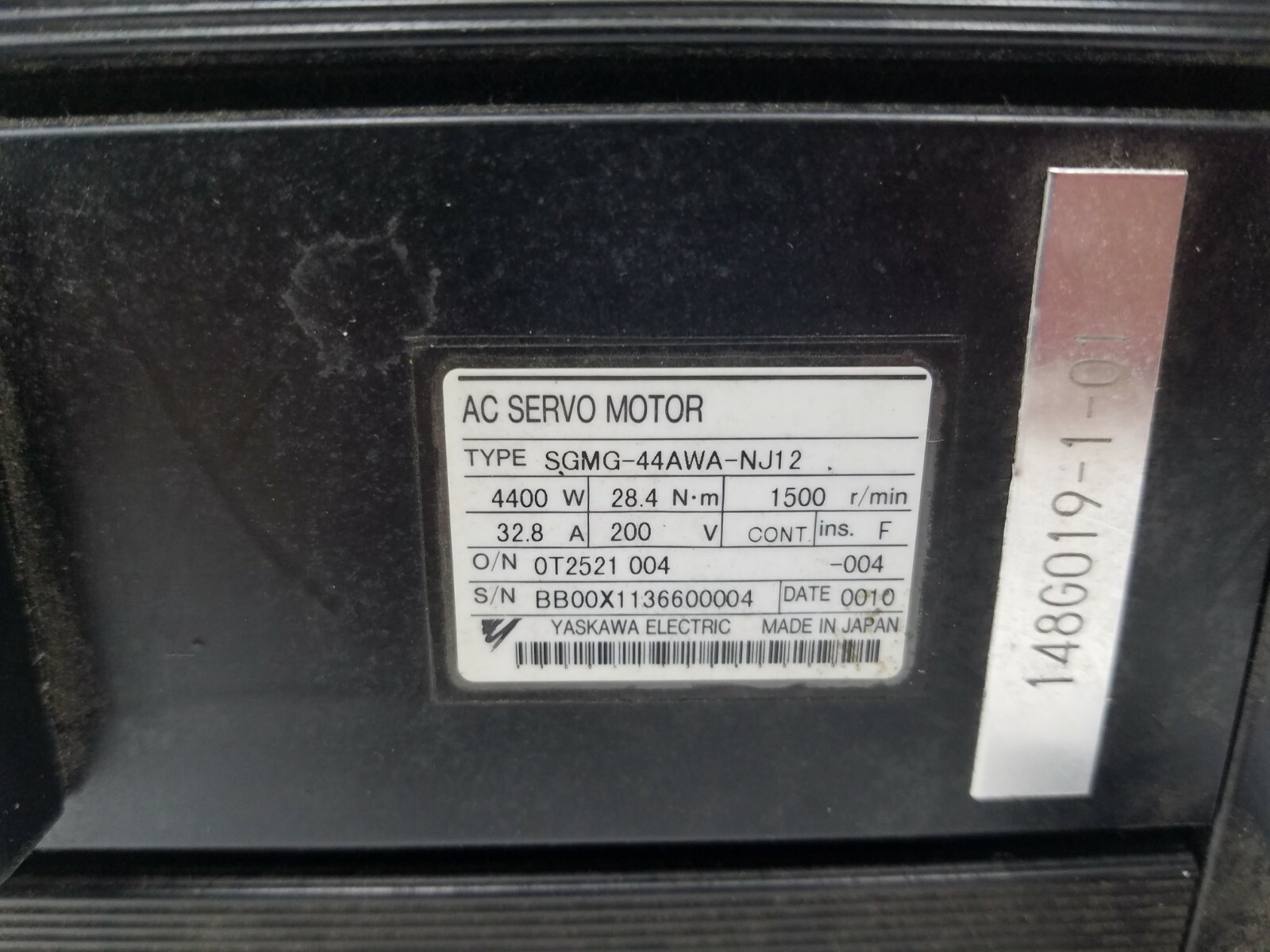 4.4 KW Yaskawa Electric #SGMG-44AWA-NJ12, Servo Motor, 200 V, 28.4 Nm, 32.7 Amp - Image 3