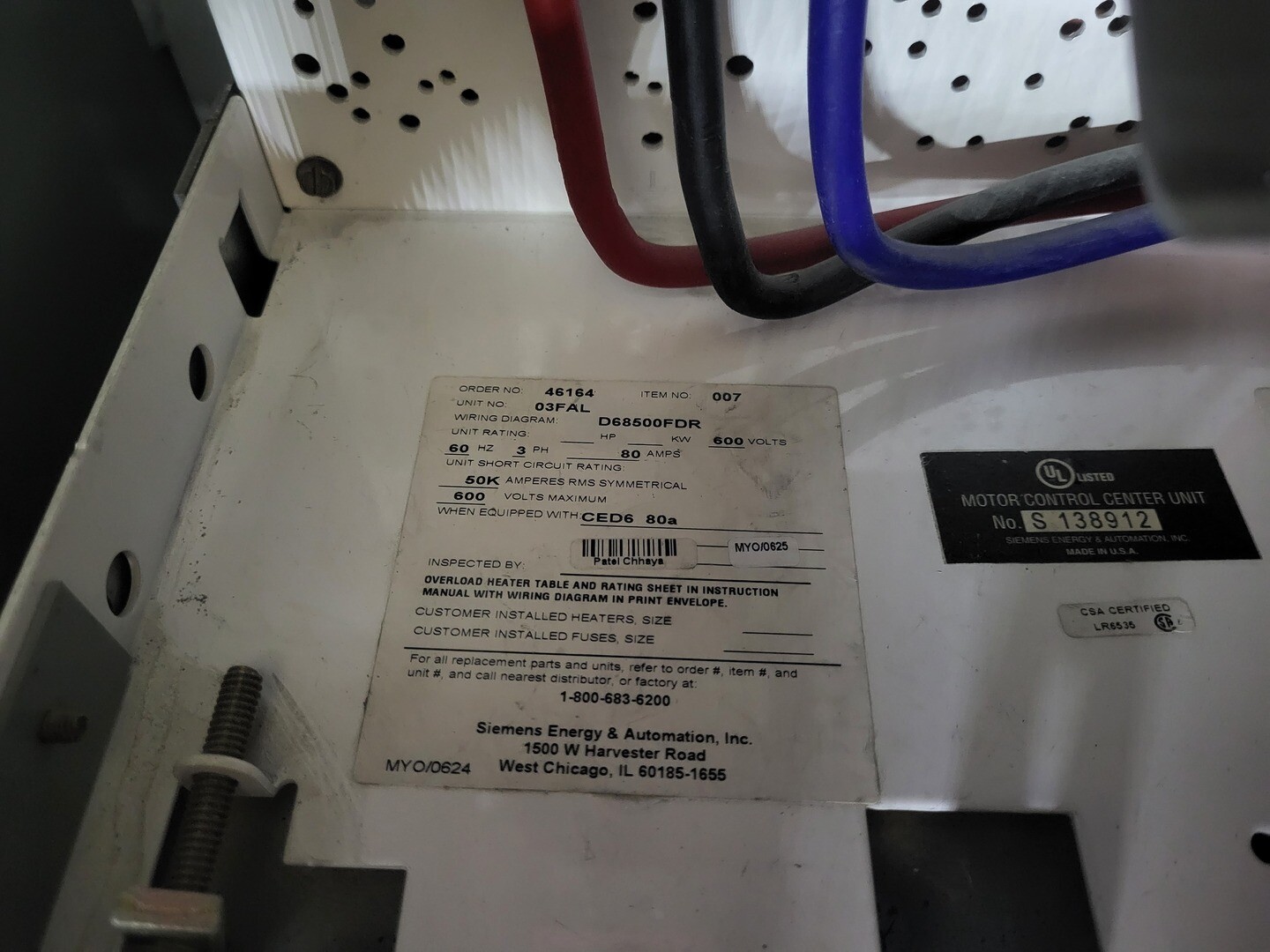 Siemens, dual circuit breaker mcc, 80 Amps, 600 V, 50 kA RMS Sym - Image 3