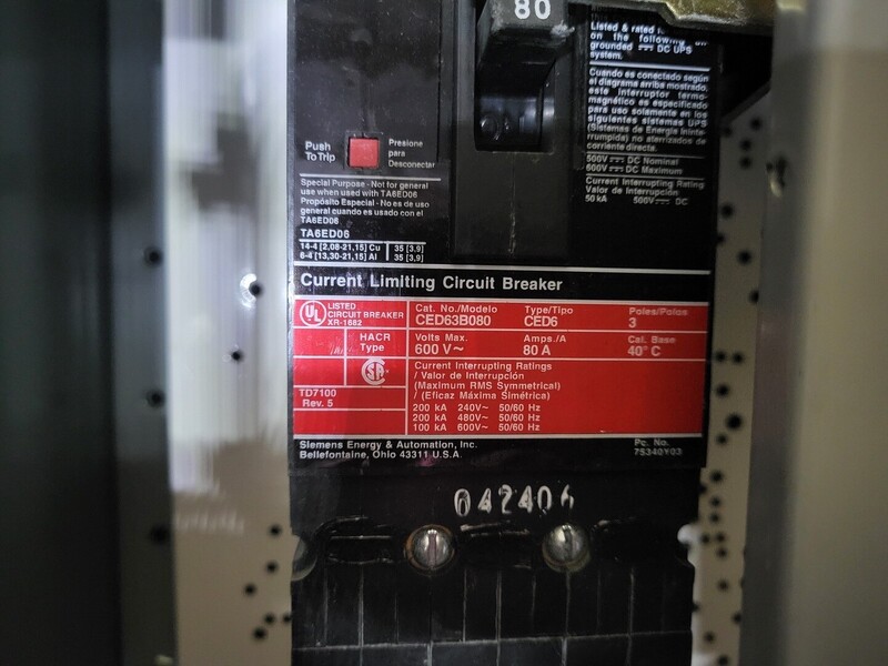 Siemens, dual circuit breaker mcc, 80 Amps, 600 V, 50 kA RMS Sym - Image 5