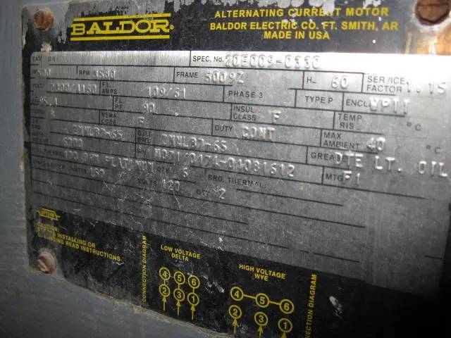 500 HP 3580 RPM Baldor, Frame 5009Z, weather protected enclosure type 2, 2300/4160 Volts, 3-phase - Image 8