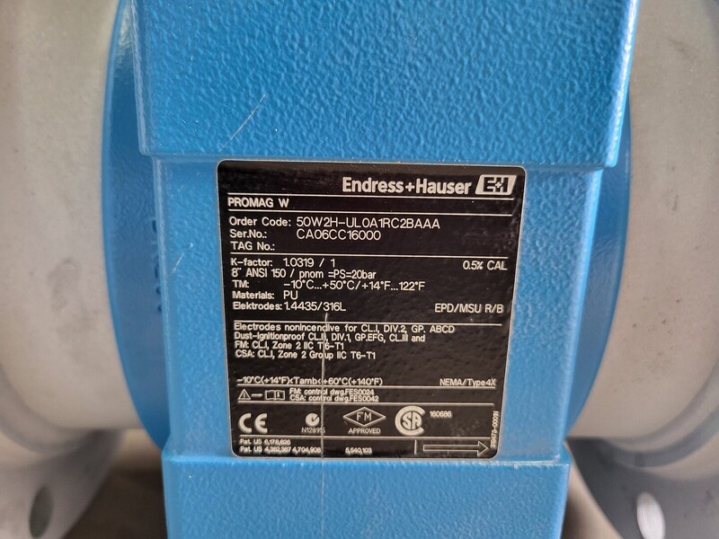 Endress & Hauser #50W2H-UL0A1RC2BAAA, Electromagnetic Flowmeter, 8", Class 150 - Image 2