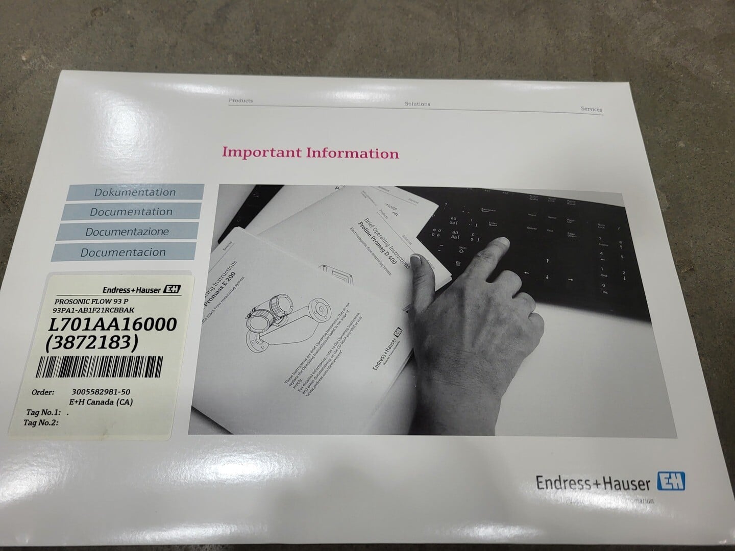 Endress & Hauser #93P, Prosonic Ultrasonic Flowmeter w/Installation Kit, S/N L701AA16000 - Image 2